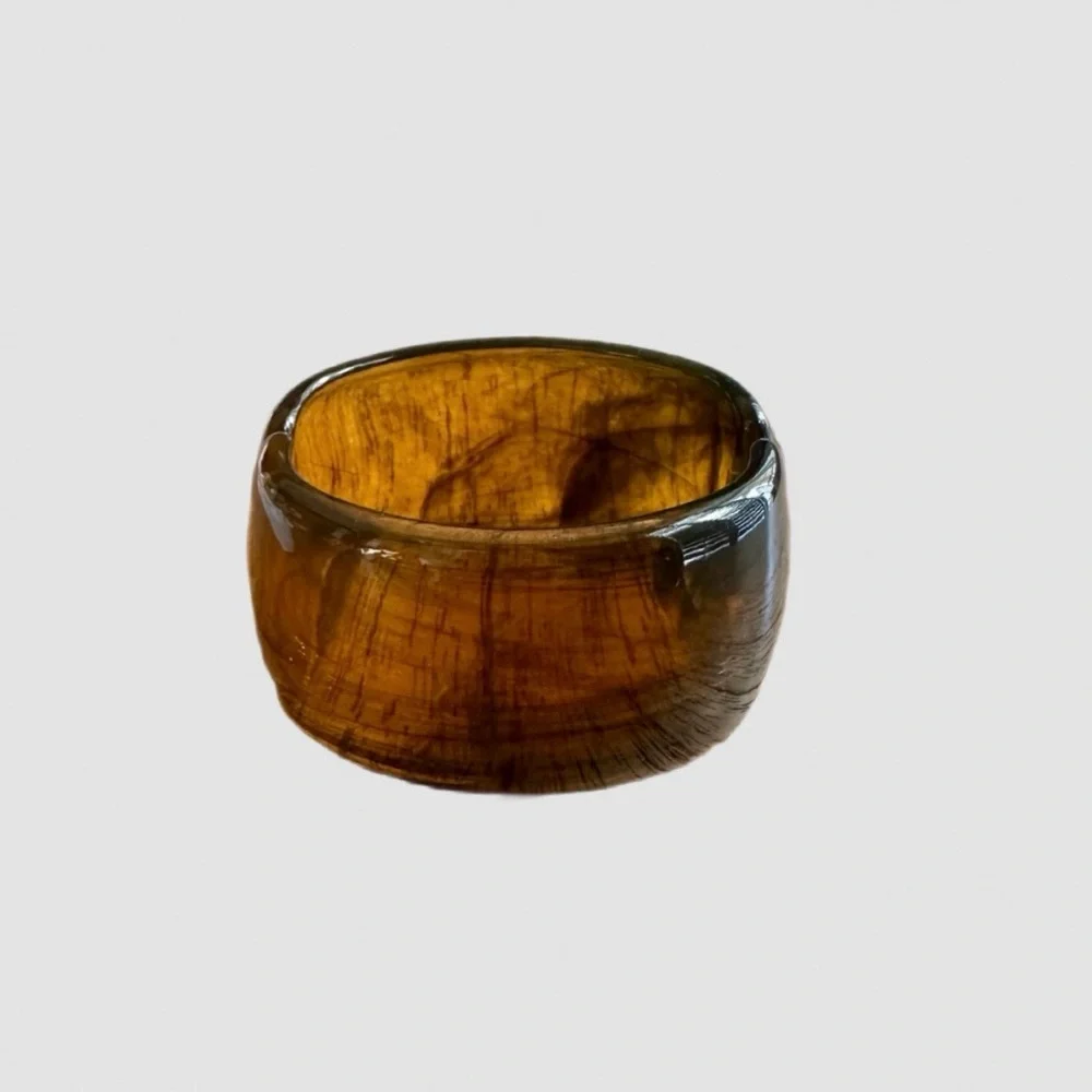 LOFT amber swirl wide cuff bracelet, hinged bangle bracelet with metallic clasp - Picture 1 of 5